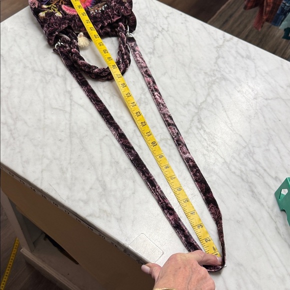 Johnny Was NWT Ulla Velvet Maroon Leopard Flo Embroidered Crossbody Pouch Bag - Picture 12 of 14